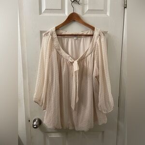Dressbarn Cream Blouse with Polka Dots